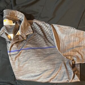 Gray Polo Shirt with Blue Accent